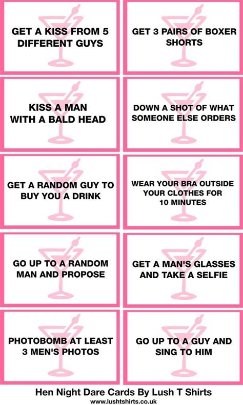 Hen Party Dare Cards Printable